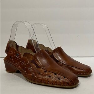 Pikolinos Brown/Tan Slingback Leather‎ Closed Toe Shoes Size 37
